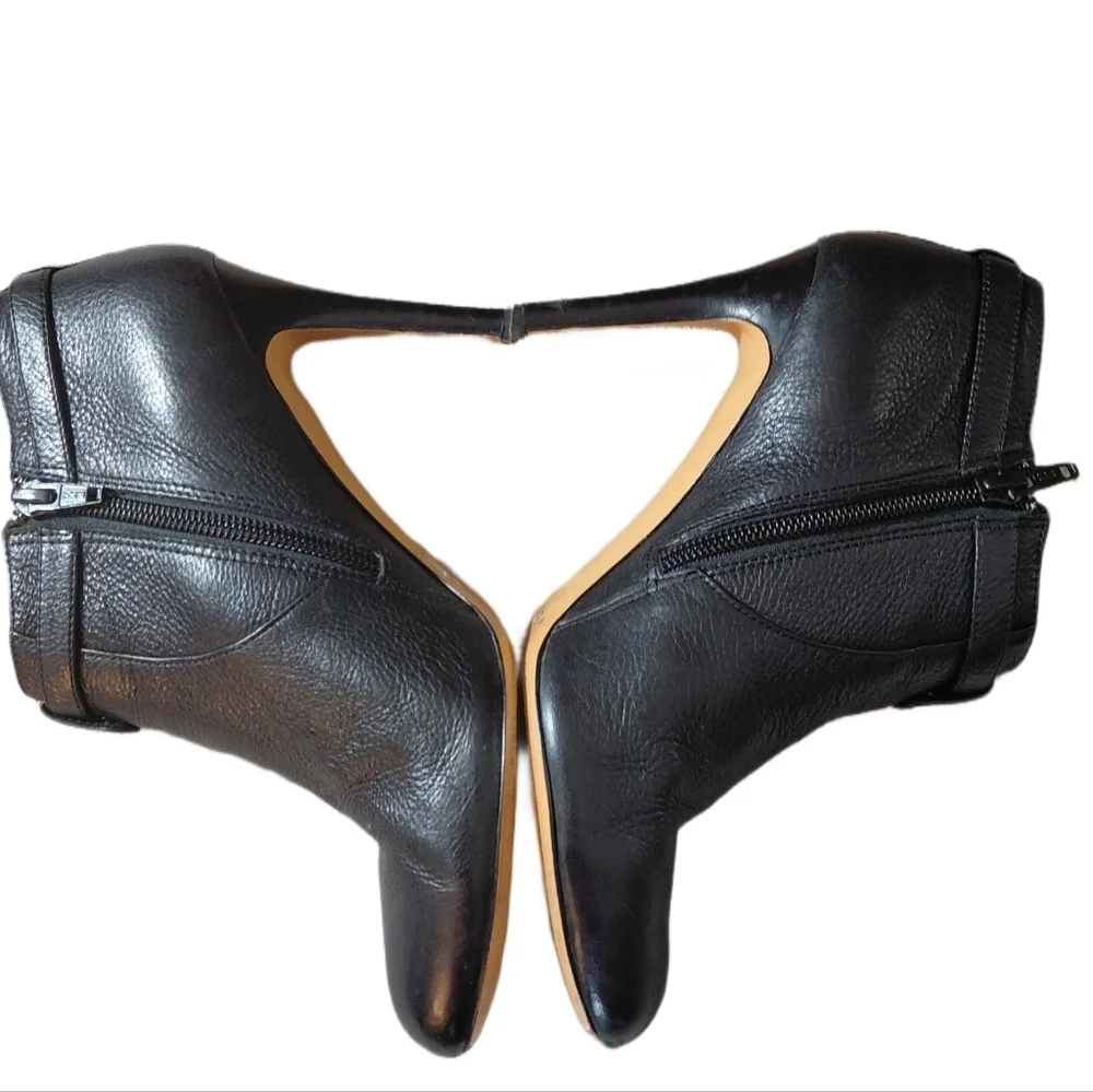 Coach Salene Black Leather Stiletto Ankle Boots Women's Size 6.5 Black Booties